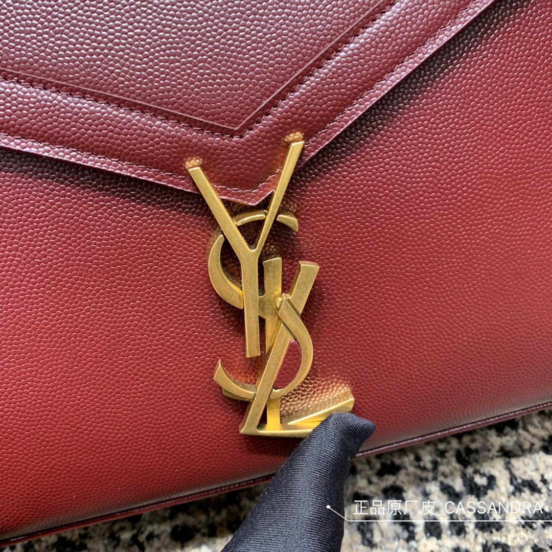 Y51 cassandra medium top handle bag grained leather red 623931 24.5 x 20 x 11.5 cm