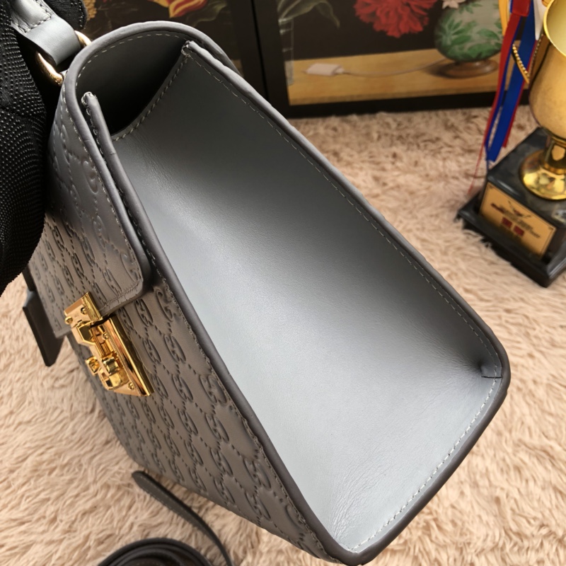 Gvc*1 padlock small top handle bag signature leather gray 453188 28 x 19 x 11 cm