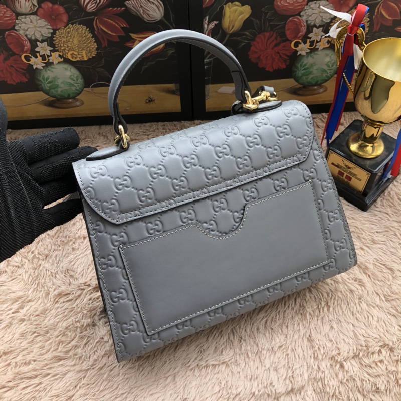 Gvc*1 padlock small top handle bag signature leather gray 453188 28 x 19 x 11 cm