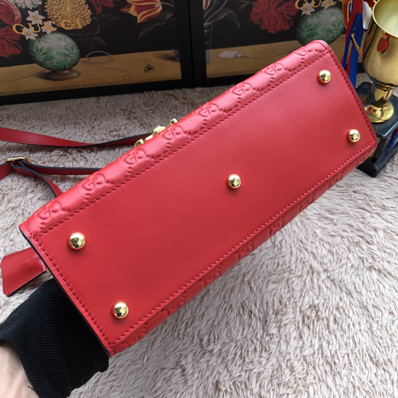 Gvc*1 padlock small top handle bag signature leather red 453188 28 x 19 x 11 cm