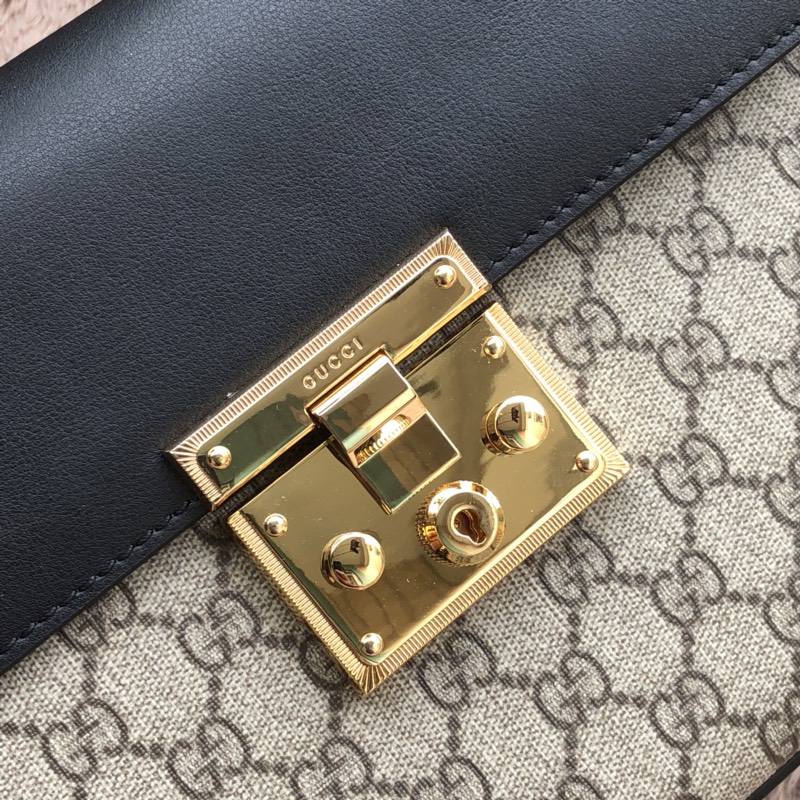 Gvc*1 padlock small top handle bag gg svp*me leather black 453188 28 x 19 x 11 cm