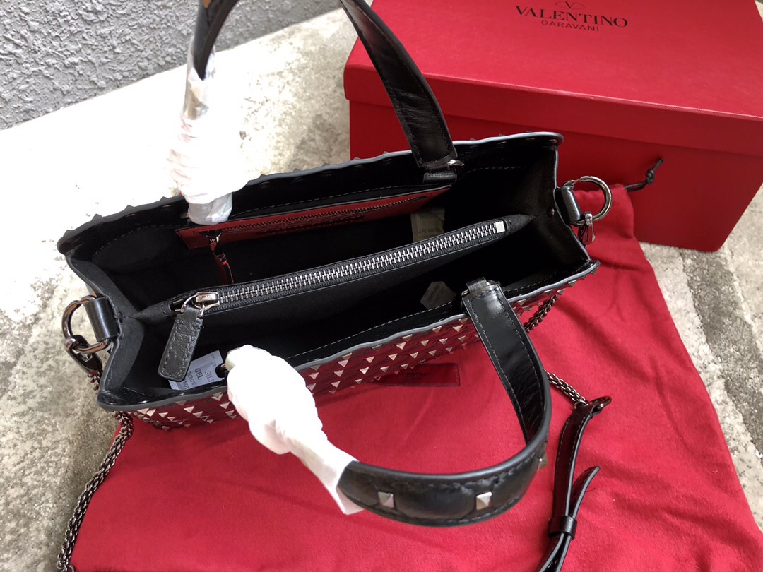 Va1e*ntin0 garavani rockstud spike tote bag full black 26 x 13 x 20 cm