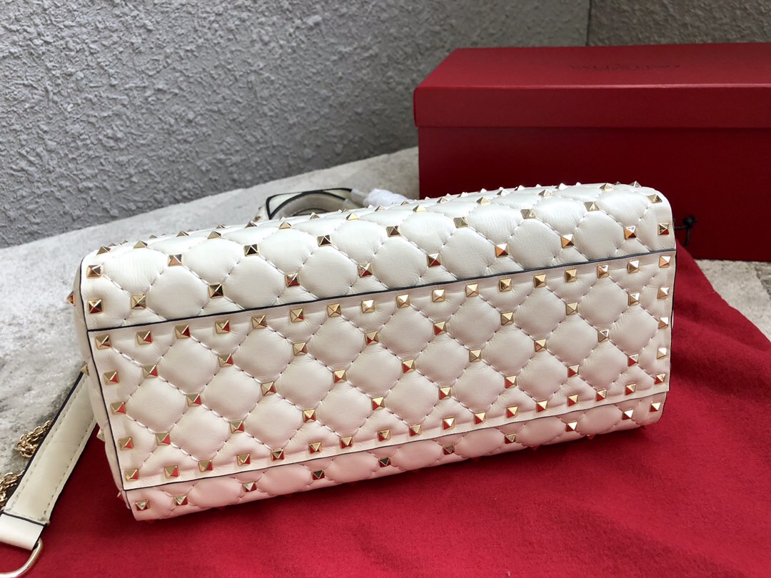 Va1e*ntin0 garavani rockstud spike tote bag white 26 x 13 x 20 cm