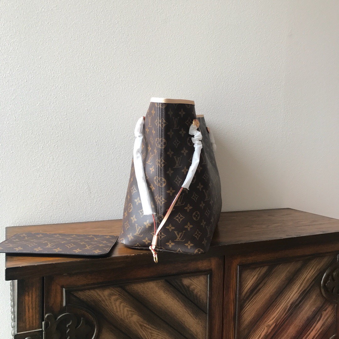 LV Neverfull Mommy shopping GM bag black check powder 40CM