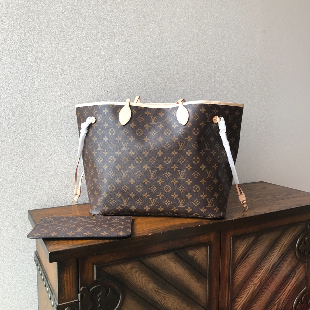 LV Neverfull Mommy shopping GM bag black check powder 40CM