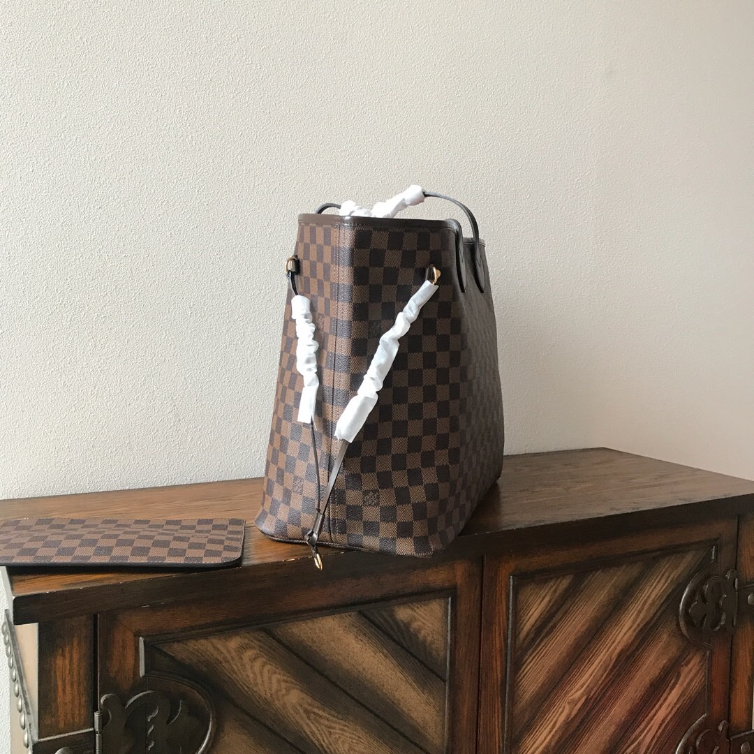 LV Neverfull Mommy shopping GM bag black check powder 40CM m41357