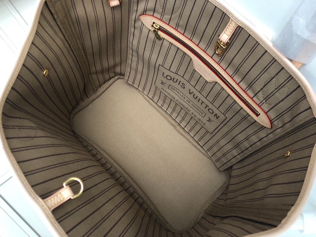 LV Neverfull shopping MM bag black check powder 32CM m41148