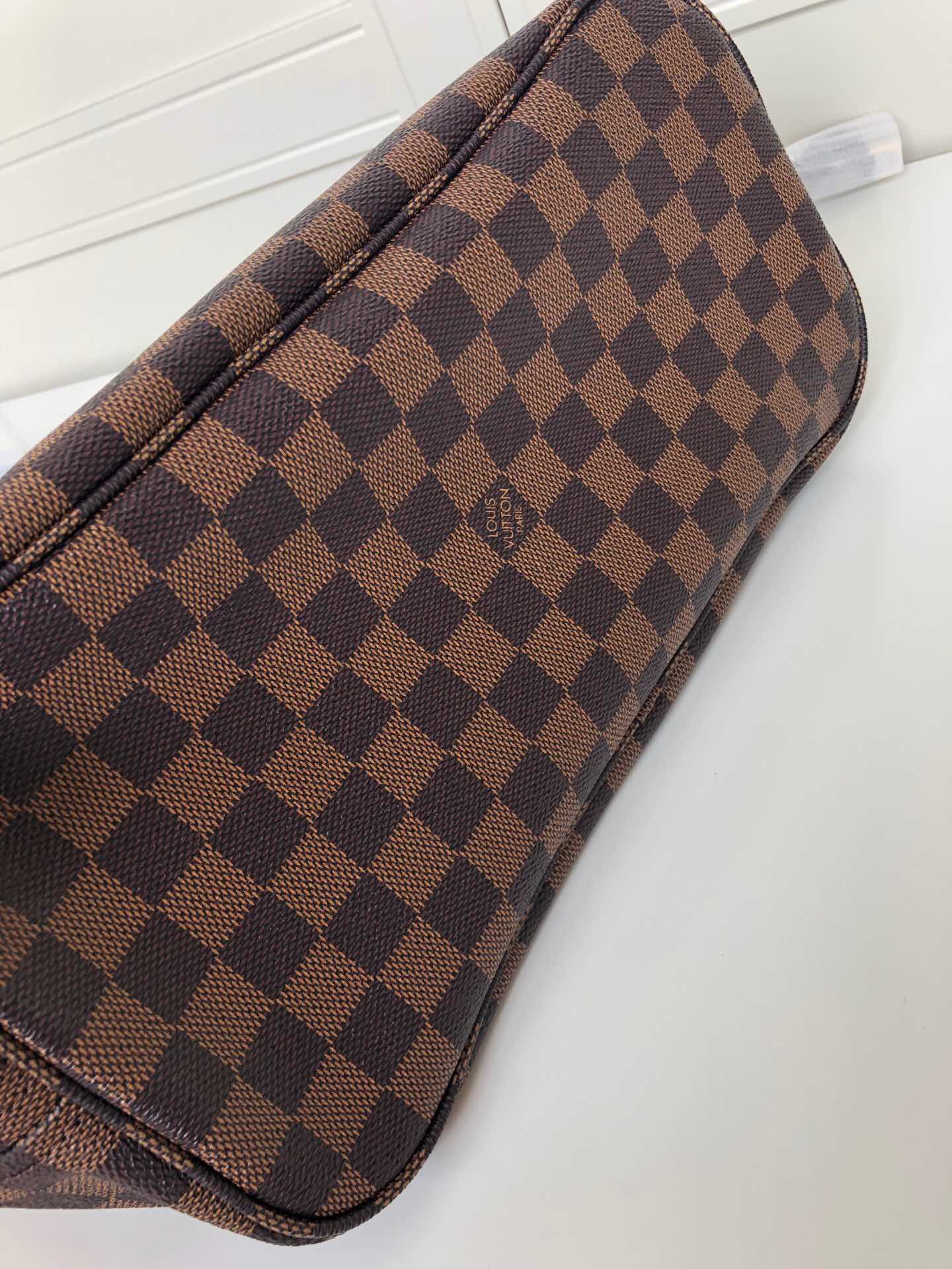 LV Neverfull shopping MM bag black check powder 32CM m41358