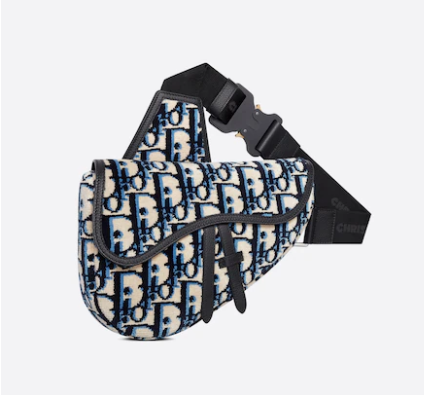 D10r beige black and navy blue D10r oblique tapestry and black grained calfskin 26cm