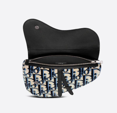 D10r beige black and navy blue D10r oblique tapestry and black grained calfskin 26cm