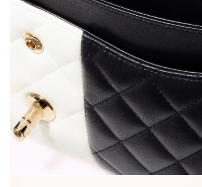 Ch**el flap bag black and white & golden chain 25cm