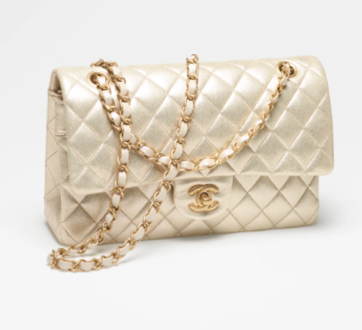 Ch**el flap bag golden & golden chain 25cm