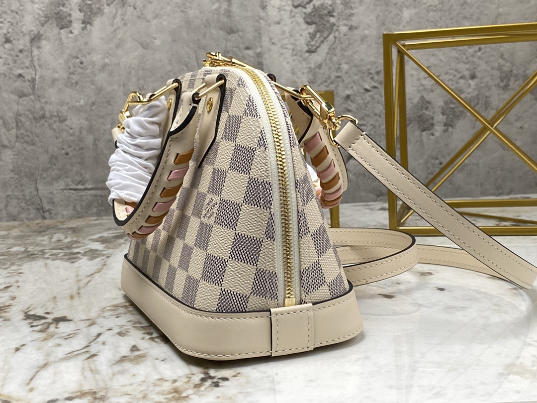 LV ALMA BAG N41221 White grid - 23.5x17.5x11.5cm