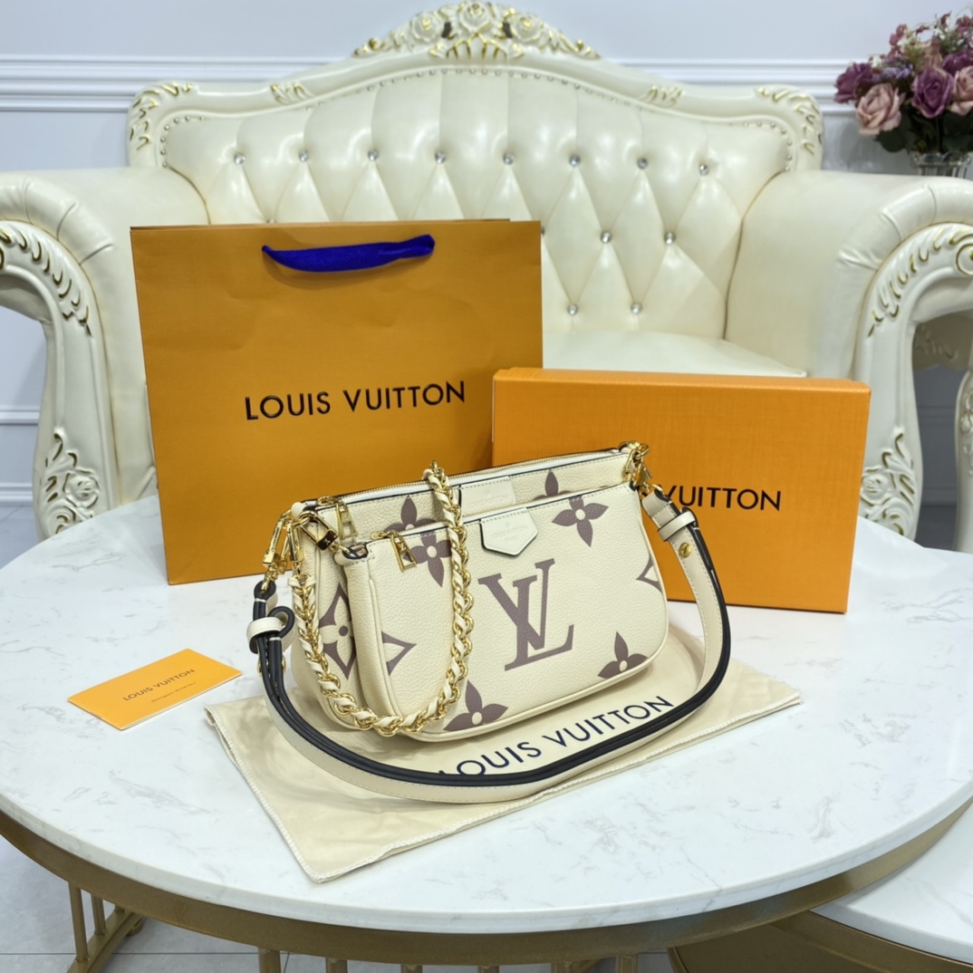 LV MULTI POCHETTE WHITE LEATHER M45777 - 25x14.5x4.5cm