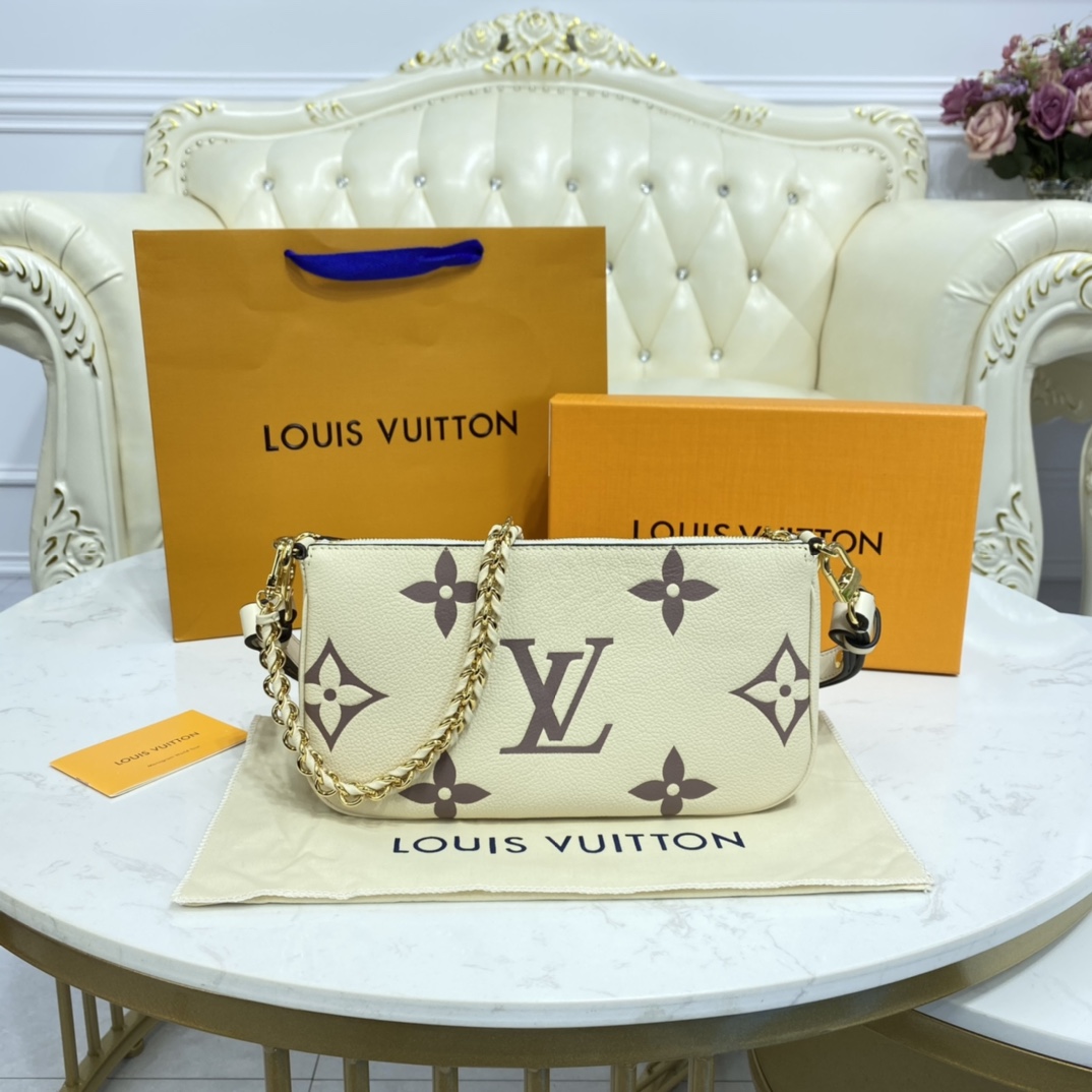 LV MULTI POCHETTE WHITE LEATHER M45777 - 25x14.5x4.5cm