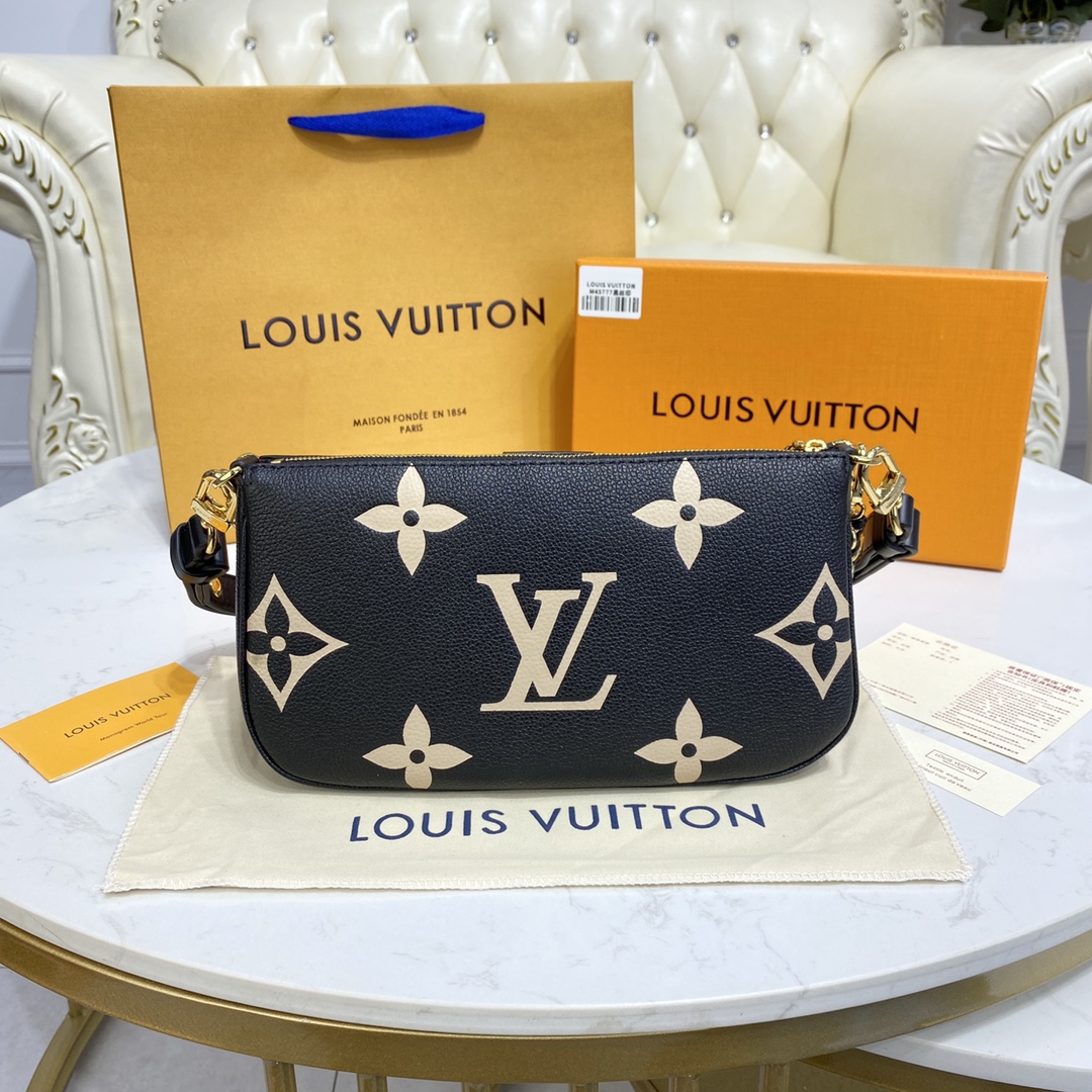 LV MULTI POCHETTE BLACK LEATHER M45777 - 25x14.5x4.5cm