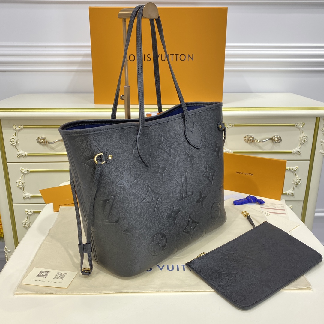 LV NEVERFULL MM Monogram Empreinte Leather Black M45685 - 31cmx 28 x 14 cm