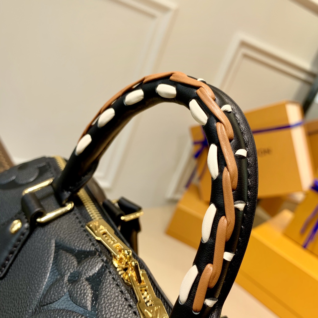 LV SPEEDY BANDOULIÈRE 25 Monogram Empreinte Leather Black M58524 25cX19X15CM