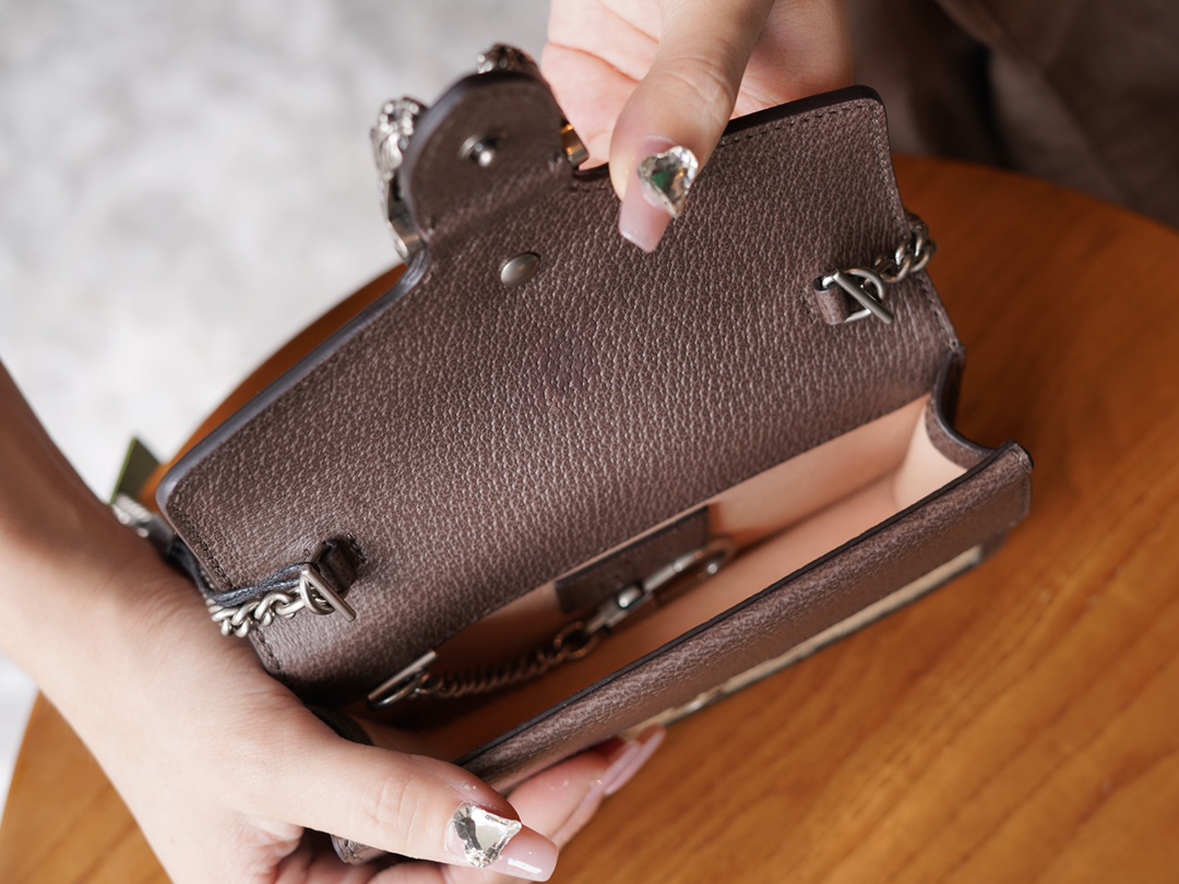 gvc*1 dionysus S*per mini leather bag beige and brown ‎476432 - 16.5x10x4cm