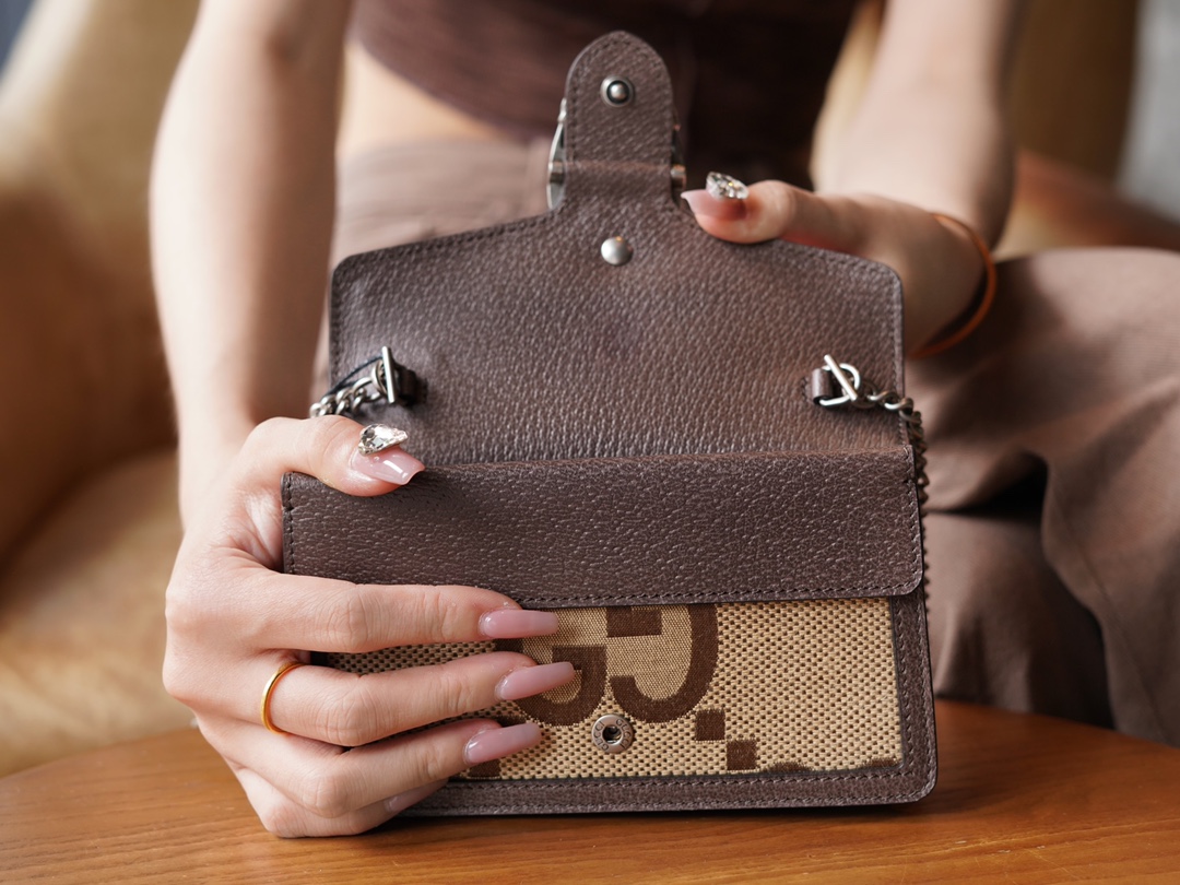 gvc*1 dionysus S*per mini leather bag beige and brown ‎476432 - 16.5x10x4cm