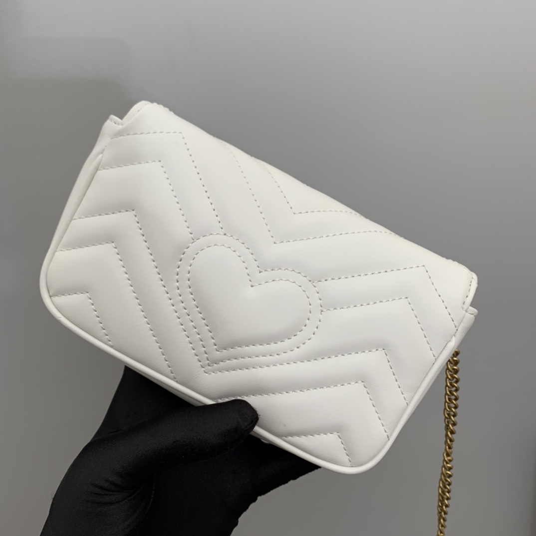 gg marmont matelassé S*per mini bag white 476433 - 16.5 x 10 x 4.5cm