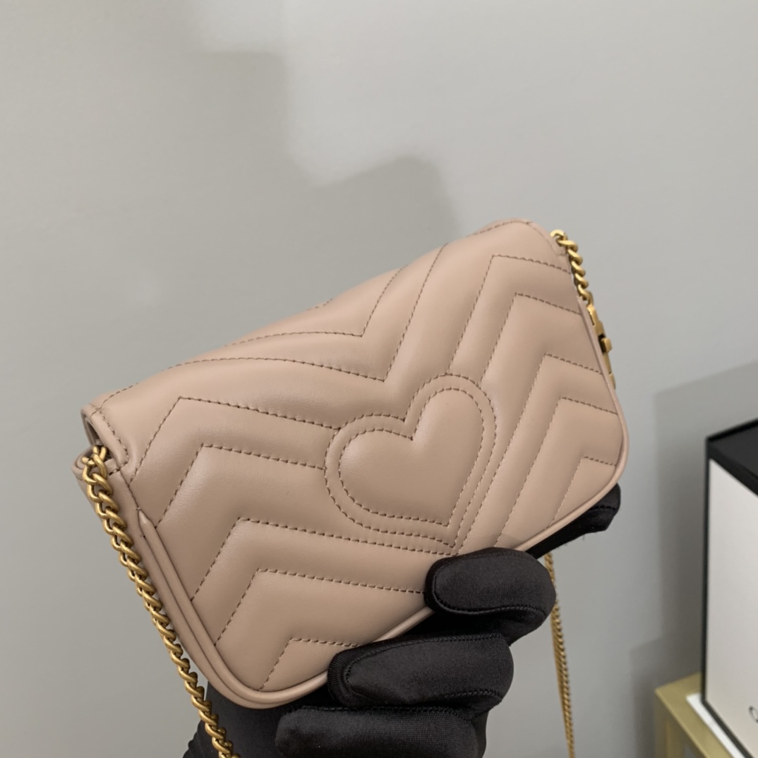 gg marmont matelassé S*per mini bag dusty pink 476433 - 16.5 x 10 x 4.5cm