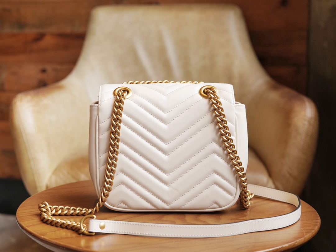 GG Marmont mini shoulder bag White 739682 - 18x15x8cm