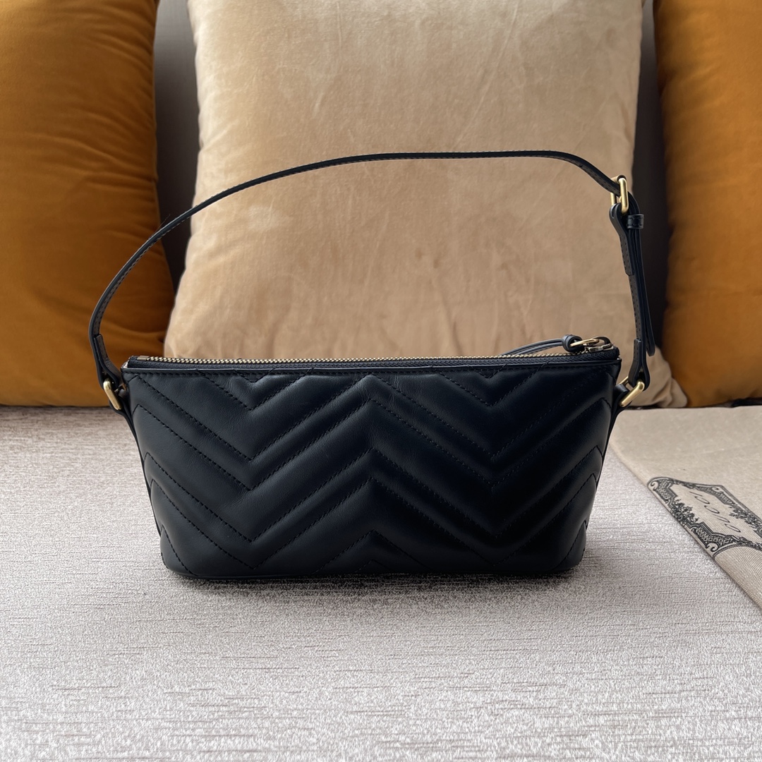 GG Marmont shoulder bag Black Gold hardware 739166 - 23×12×10cm