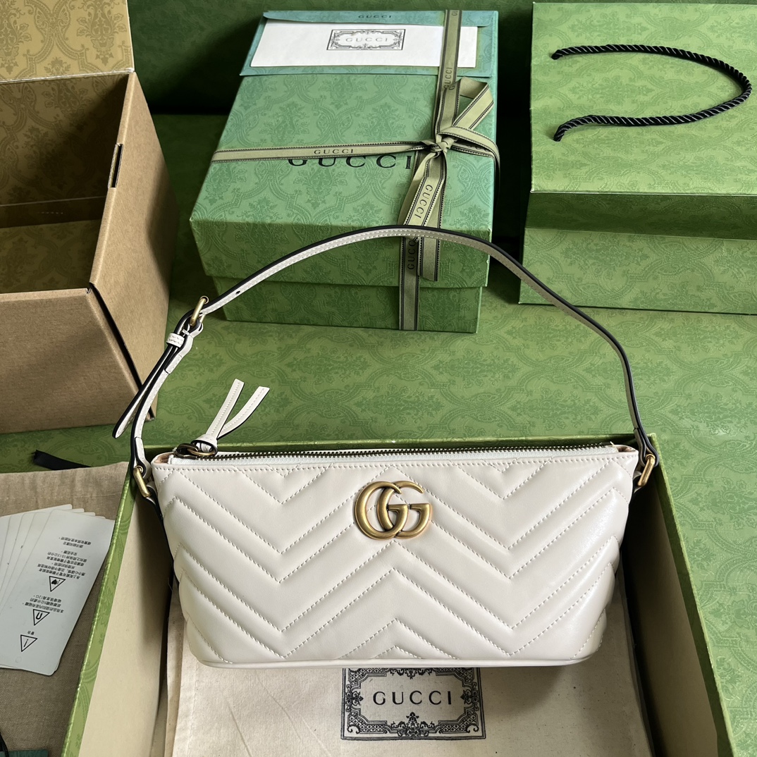 GG Marmont shoulder bag White Gold hardware 739166 – 23 x 12 x 10cm