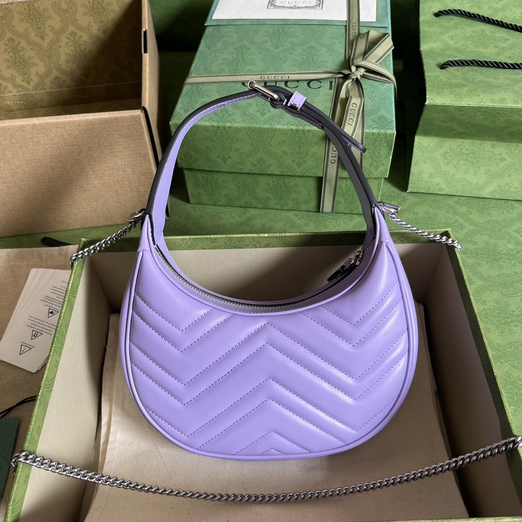 GG Marmont half-moon-shaped mini bag Purple 699514 – 21.5 x 11 x 5cm