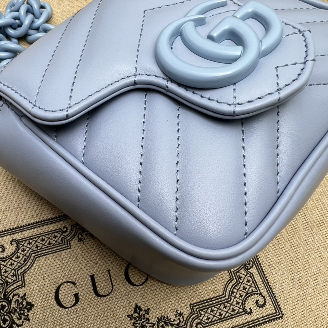 GG Marmont Mini belt bag Pale Blue 739599 - 12x12.5x7cm