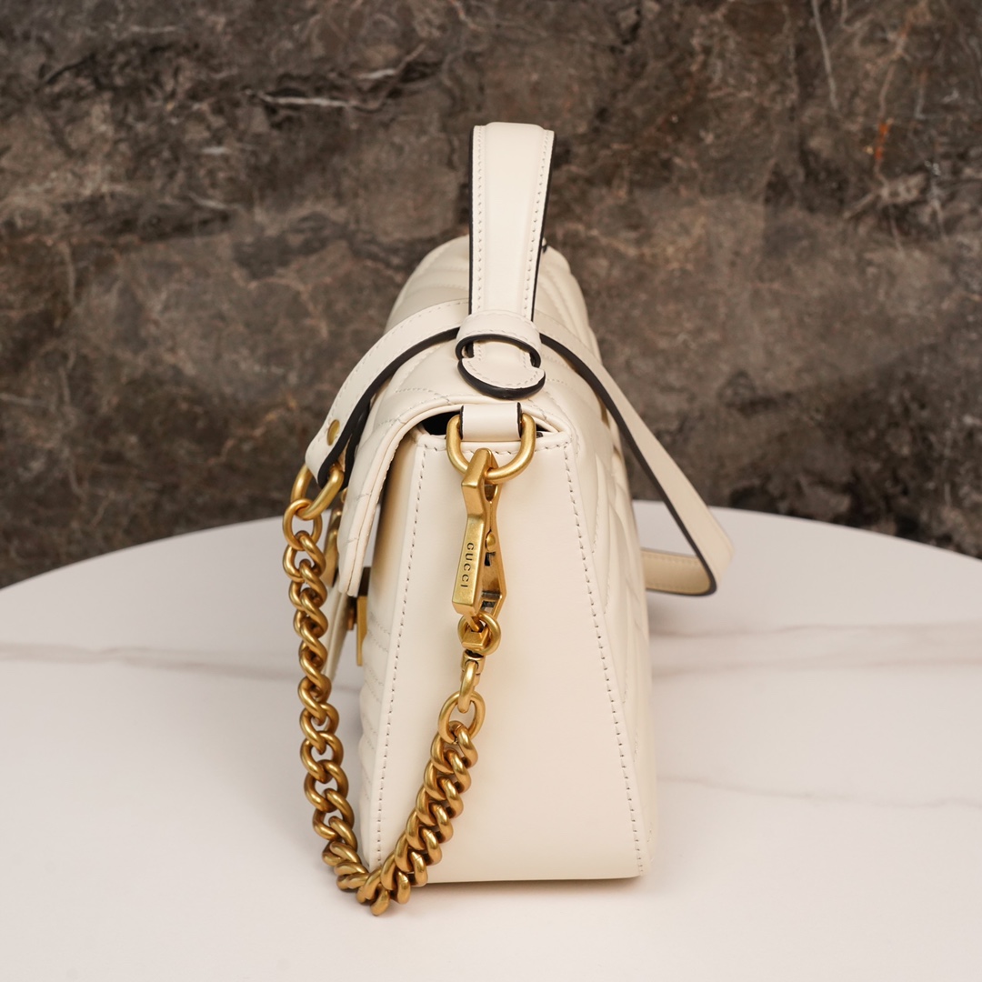 GG Marmont Matelassé mini top handle bag White 547260 - 21x 15.5 x 8cm