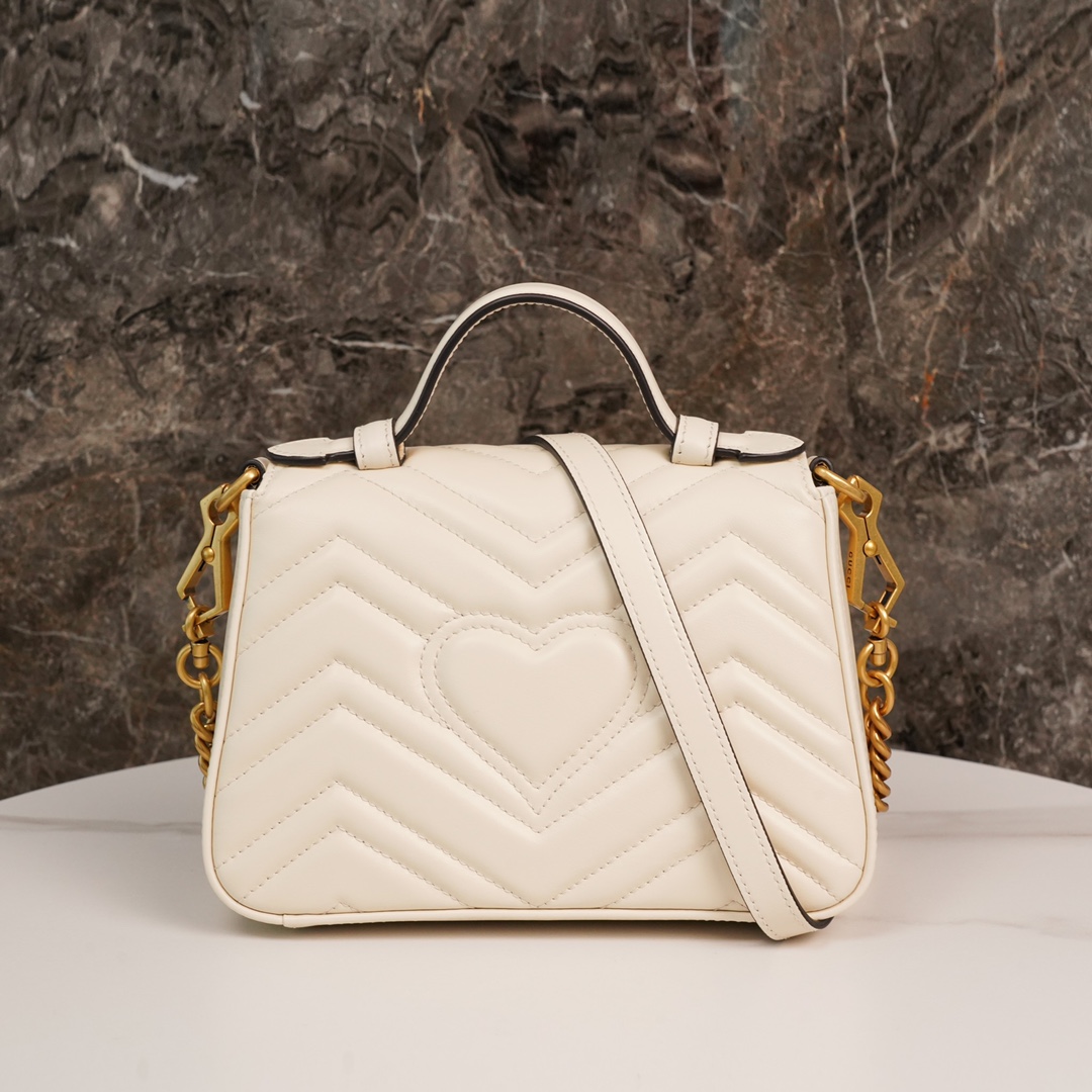 GG Marmont Matelassé mini top handle bag White 547260 - 21x 15.5 x 8cm
