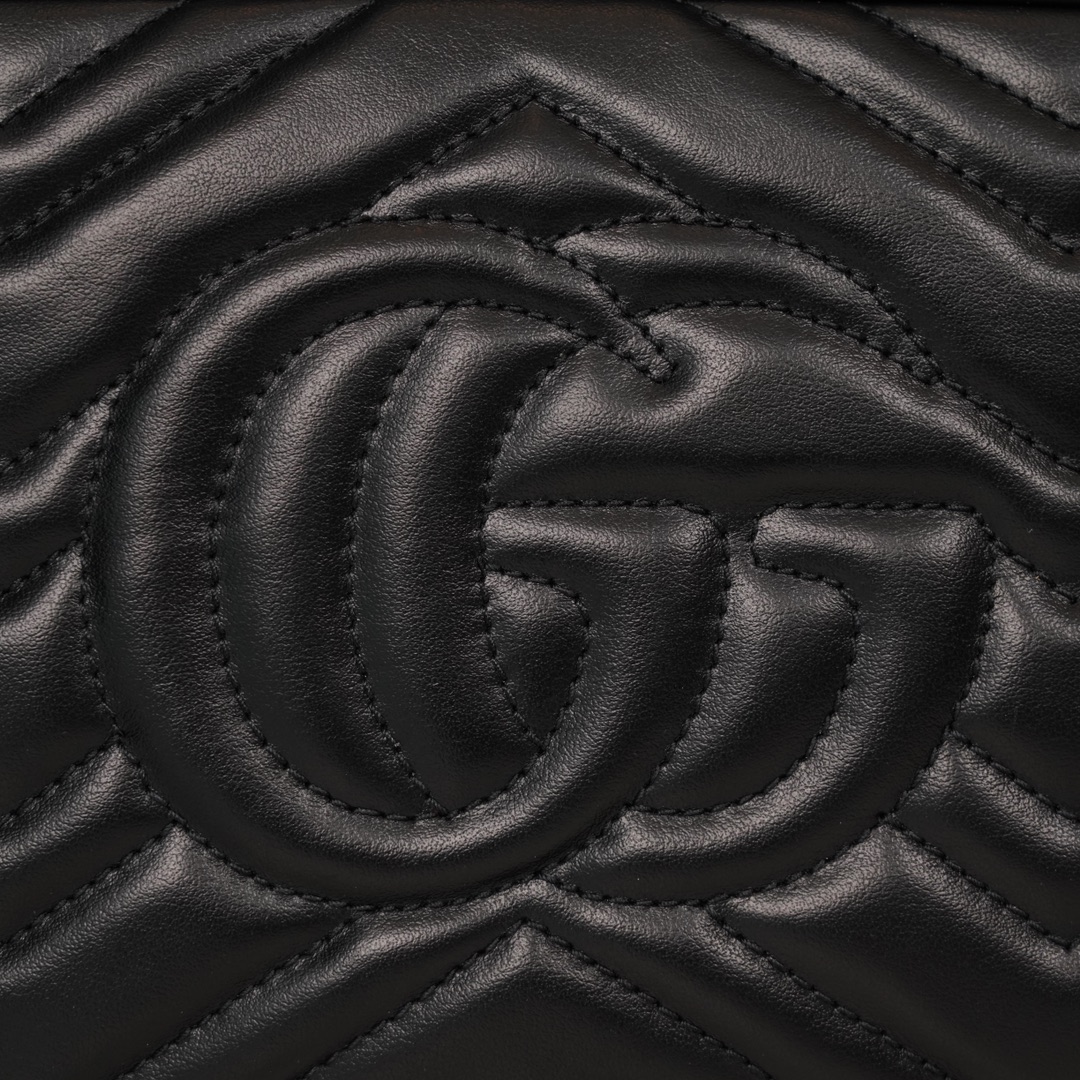 GG Marmont small matelassé shoulder bag (The camera bag) Black 447632  - 24x13x7cm