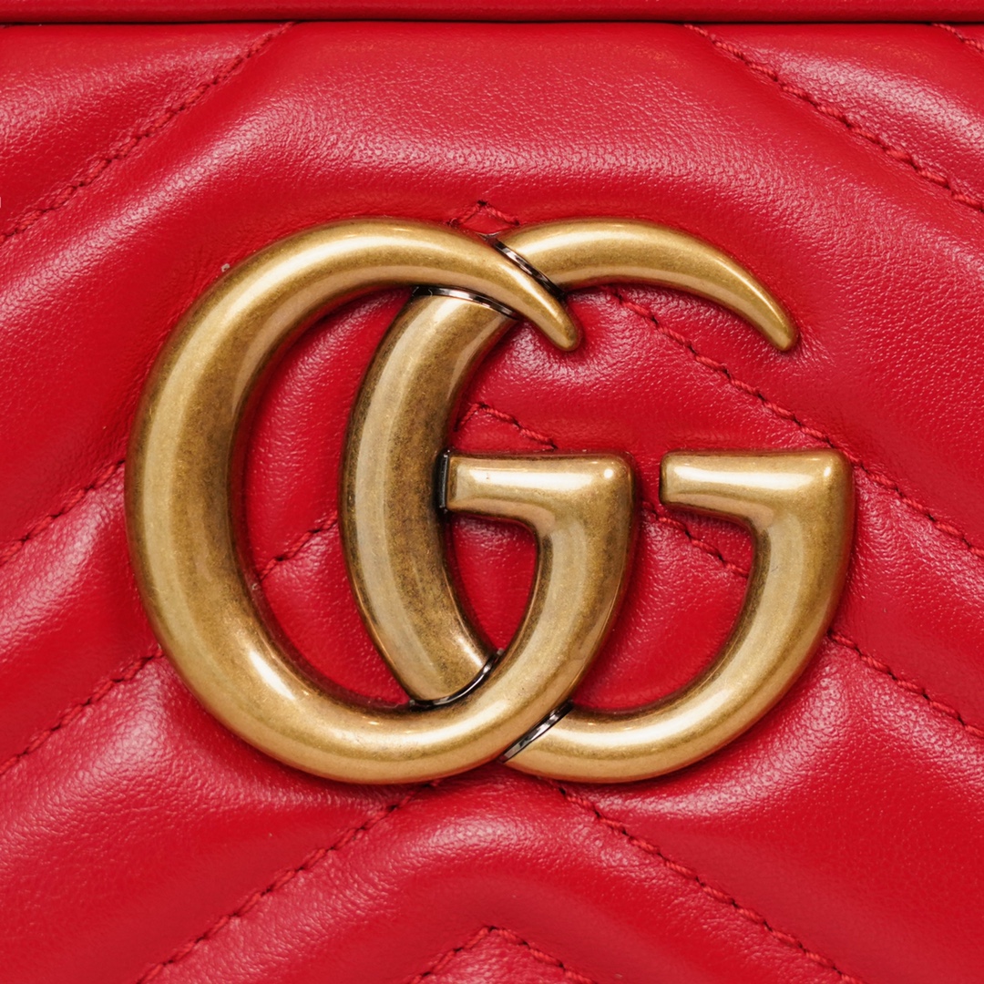 GG Marmont small matelassé shoulder bag (The camera bag) Red 447632 - 24x13x7cm