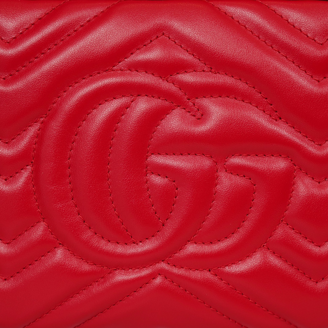 GG Marmont small matelassé shoulder bag (The camera bag) Red 447632 - 24x13x7cm