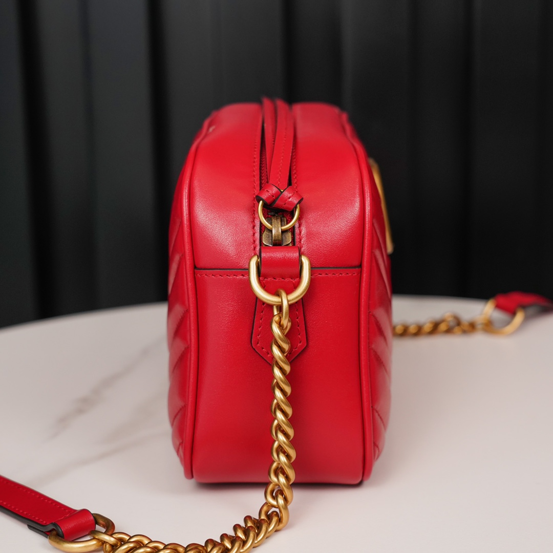 GG Marmont small matelassé shoulder bag (The camera bag) Red 447632 - 24x13x7cm