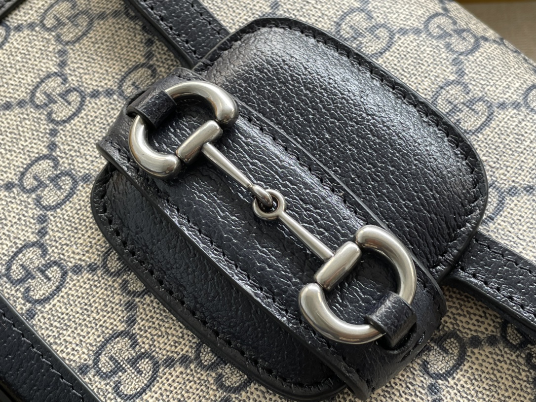 Gvc*1 horsebit 1955 mini bag black beige gg svp*me canvas ‎658574 - 20.5x14.5x5cm