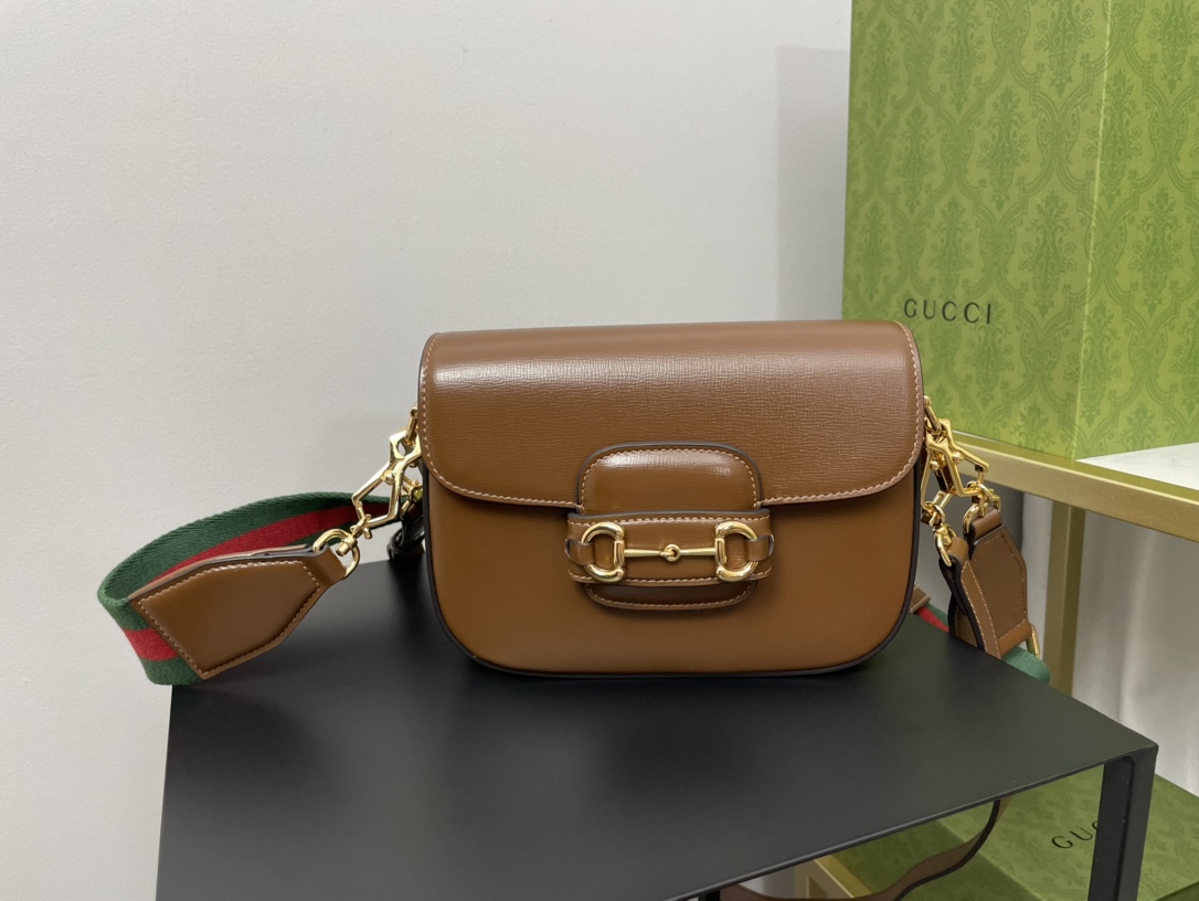 Gvc*1 horsebit 1955 mini bag brown leather ‎658574 - 20.5x14.5x5cm