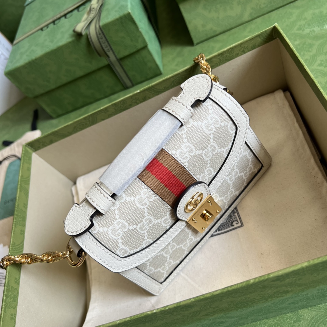 Gvc*1 ophidia gg mini shoulder bag beige and ebony 696180 - 17.5x13x6cm