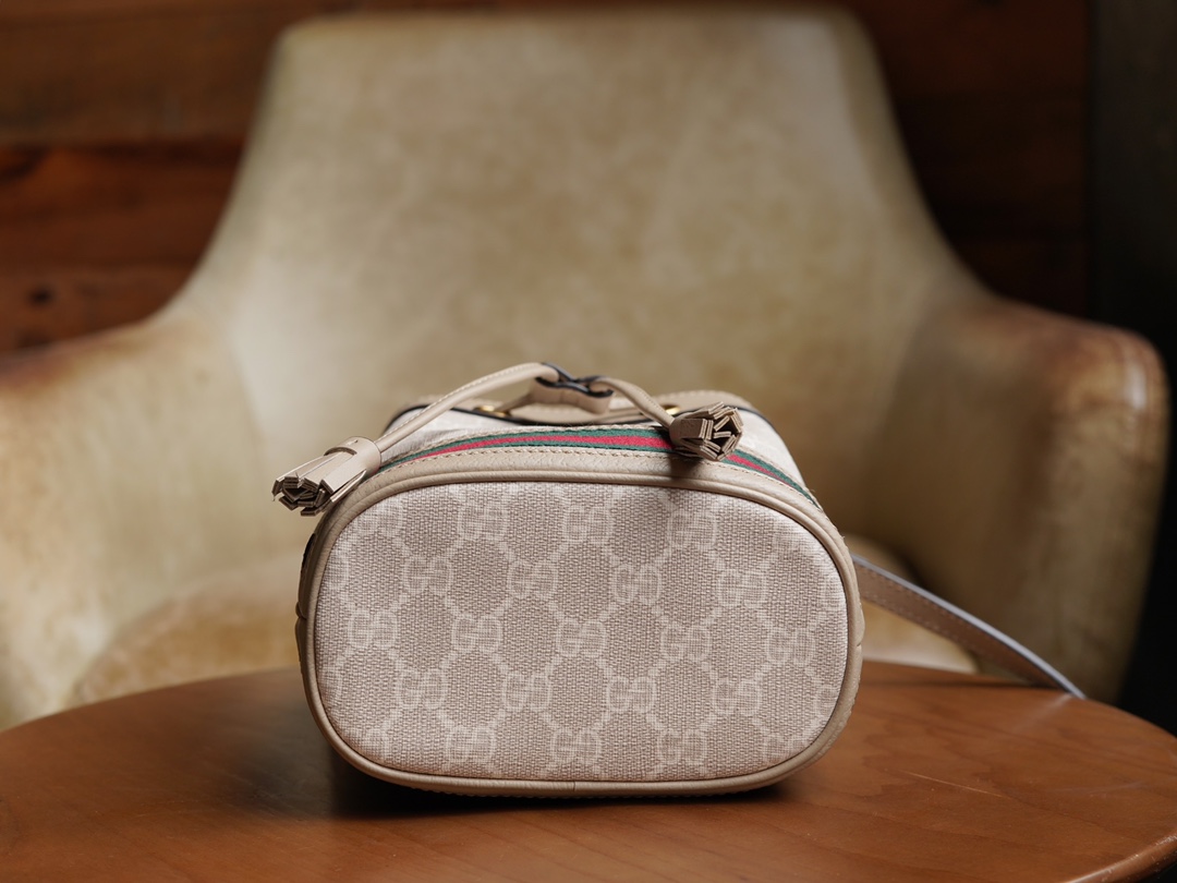 Gvc*1 ophidia mini gg bucket bag oatmeal leather 550620 - 15.5x19x9cm