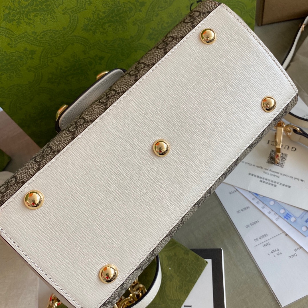 Gvc*1 horsebit 1955 small bag white grey 703848 - 22x16x10.5cm