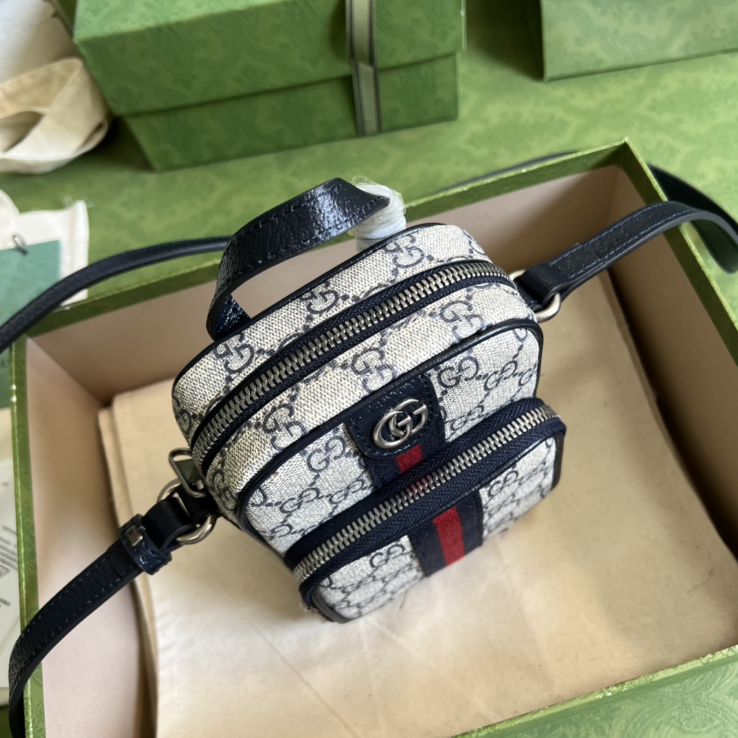 Gvc*1 ophidia mini bag 671682 black leather - 12x16x7cm