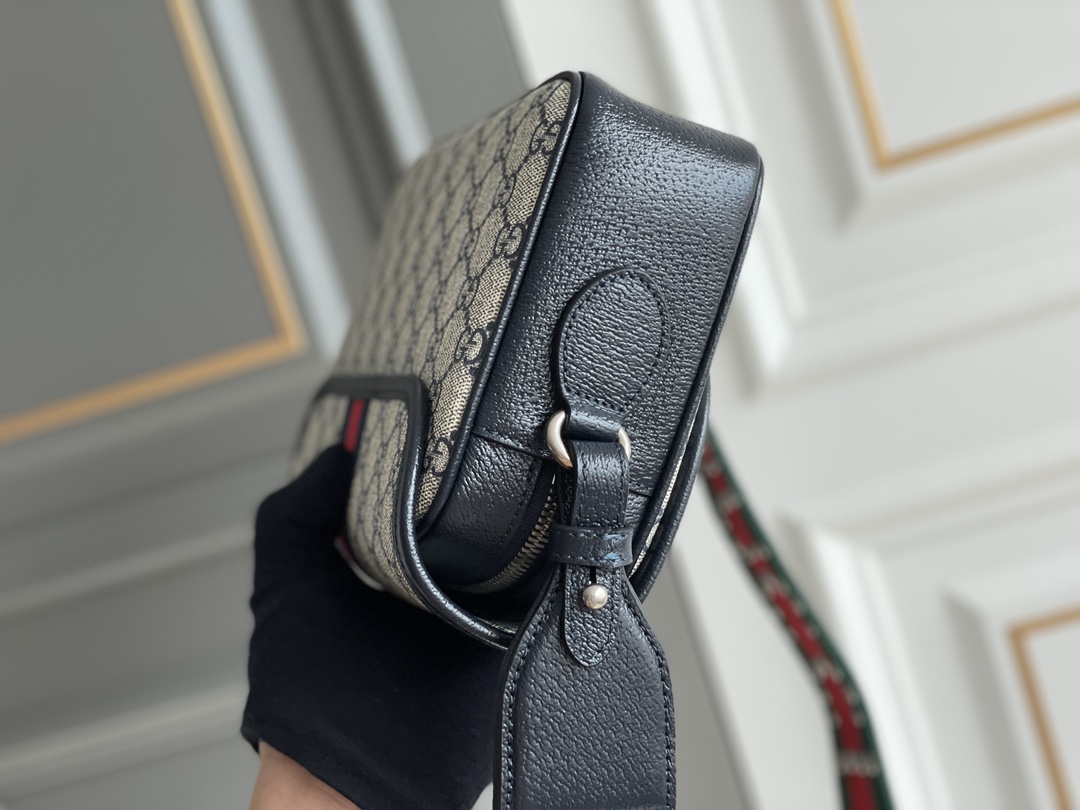 Gvc*1 ophidia mini gg shoulder bag black leather 722117 - 23x17x7cm