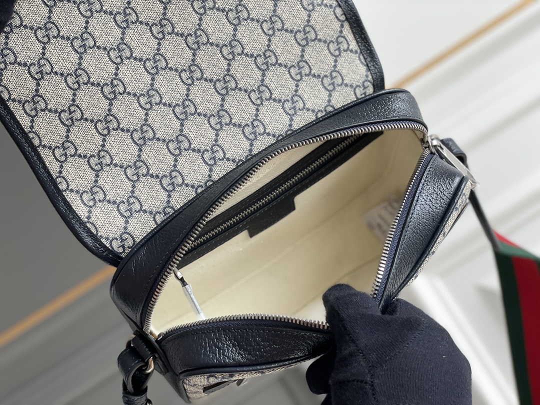 Gvc*1 ophidia mini gg shoulder bag black leather 722117 - 23x17x7cm