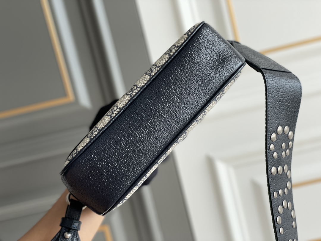 Gvc*1 ophidia mini gg shoulder bag black leather 722117 - 23x17x7cm