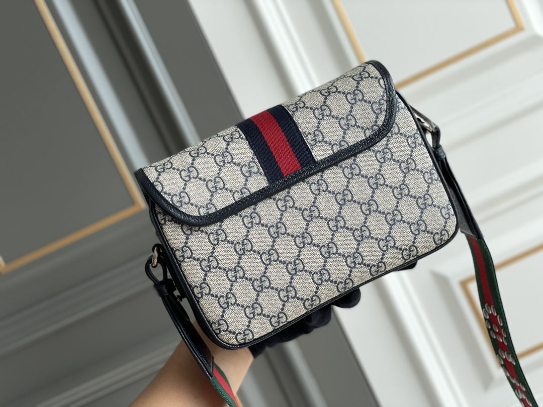 Gvc*1 ophidia mini gg shoulder bag black leather 722117 - 23x17x7cm