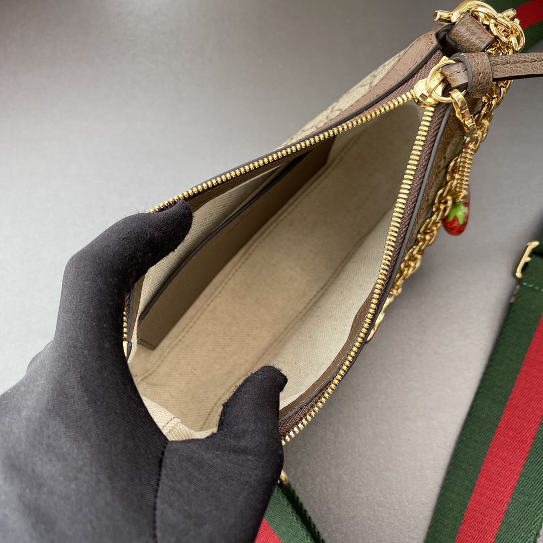 Gvc*1 ophidia small handbag brown leather 735132  - 25 x 15.5 x 6cm