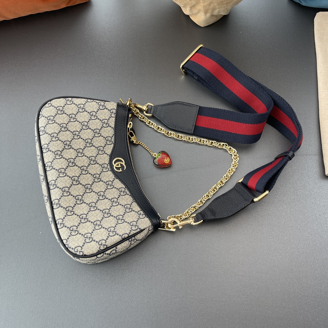 Gvc*1 ophidia small handbag black leather 735132  - 25 x 15.5 x 6cm