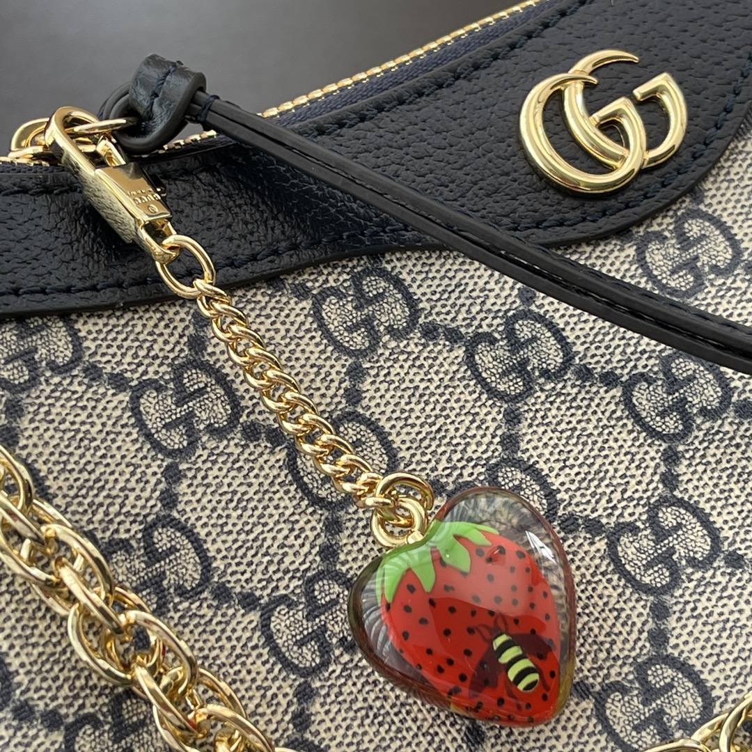 Gvc*1 ophidia small handbag black leather 735132  - 25 x 15.5 x 6cm